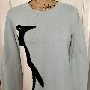 Ann Taylor Cotton Pale Blue Top, Shirt, Blouse w Penguin. S.